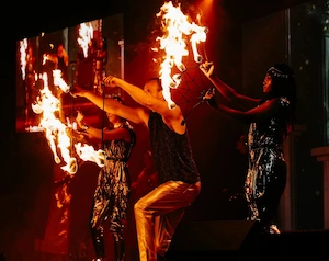 Three fire performers at church event